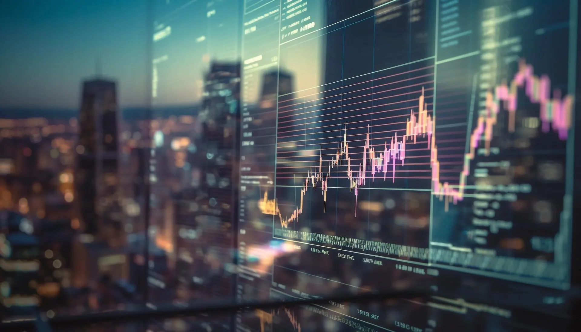 Painéis de mercado financeiro e cotações internacionais